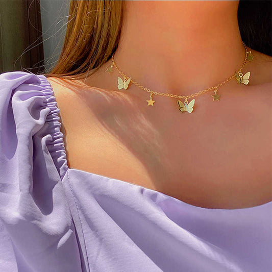 COLLAR CHOKER MARIPOSA & ESTRELLAS