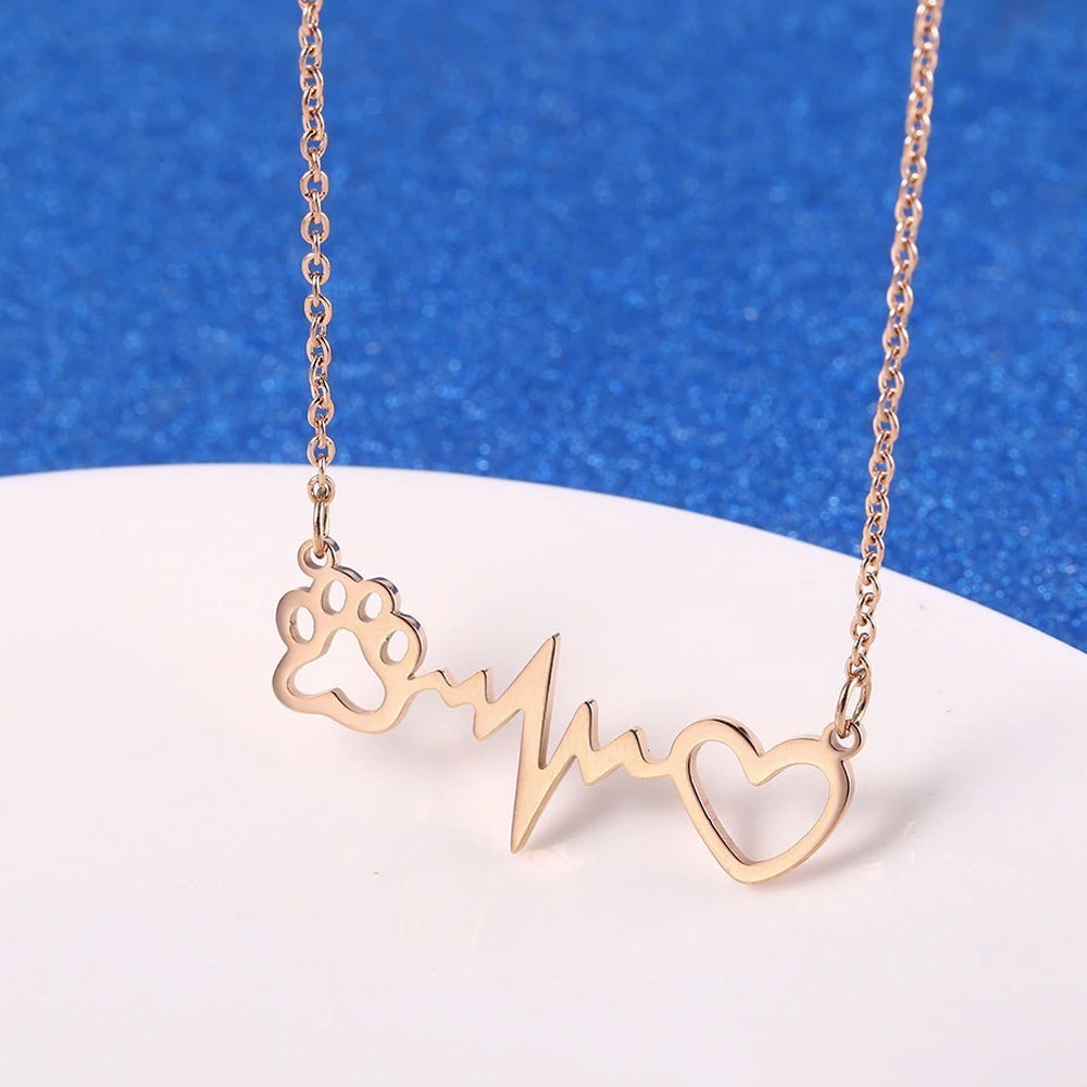 COLLAR HUELLAS DE PERRO ELECTROCARDIOGRAMA  MINIMALISTA