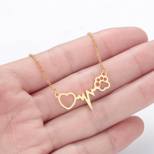COLLAR HUELLAS DE PERRO ELECTROCARDIOGRAMA  MINIMALISTA