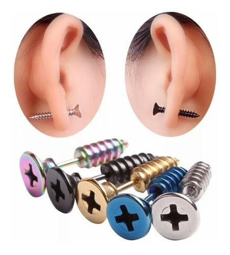 ARETES PUNK TORNILLO ACERO