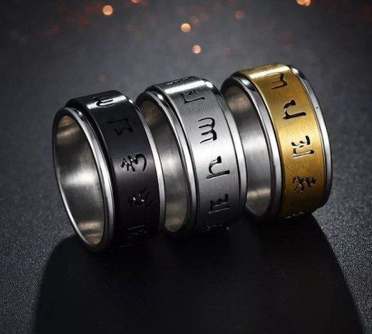 ANILLO OM MANI PADME HUM ACERO INOXIDABLE