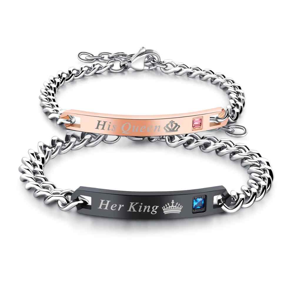 BRAZALETES PROMESA DE ZIRCONIA CUBICA SU REY & SU REINA