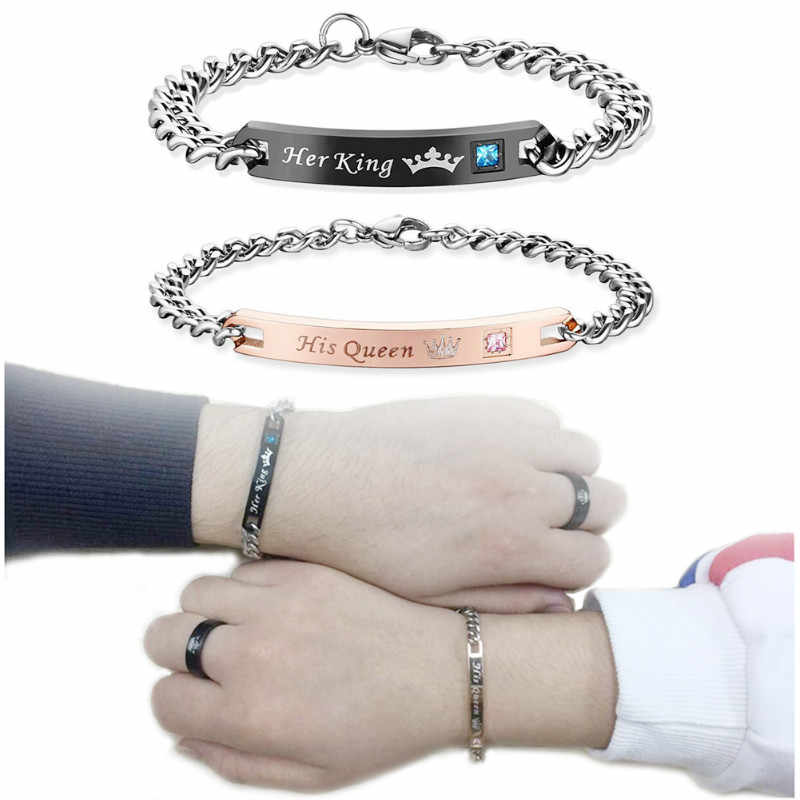 BRAZALETES PROMESA DE ZIRCONIA CUBICA SU REY & SU REINA