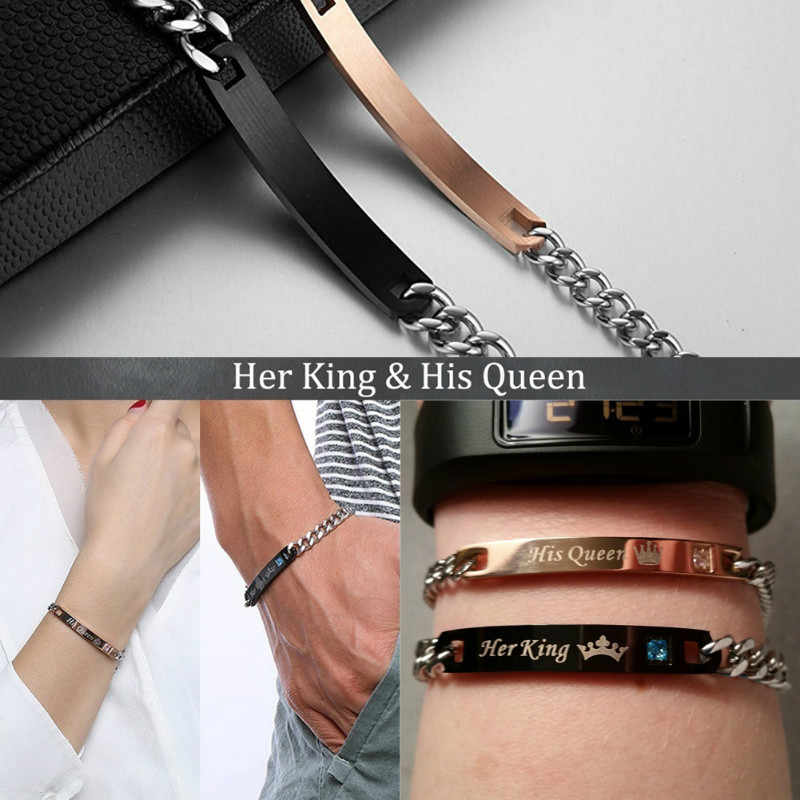 BRAZALETES PROMESA DE ZIRCONIA CUBICA SU REY & SU REINA