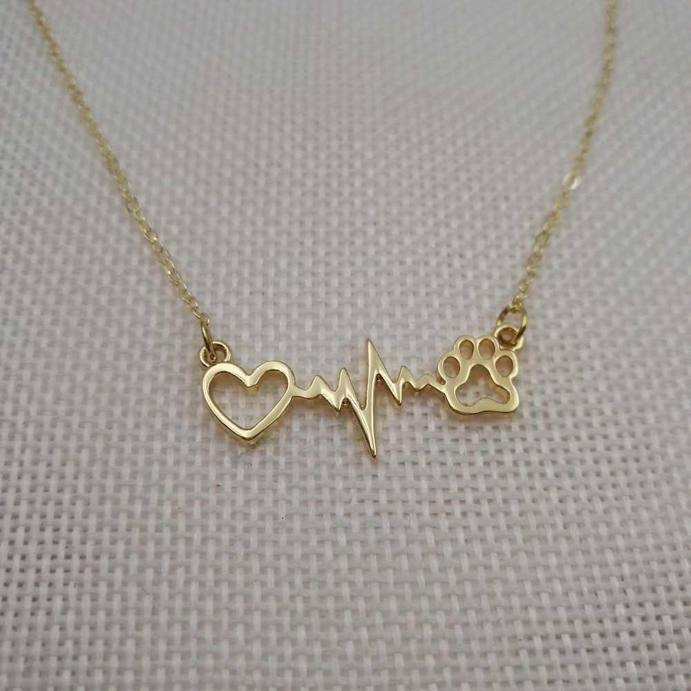 COLLAR HUELLAS DE PERRO ELECTROCARDIOGRAMA  MINIMALISTA