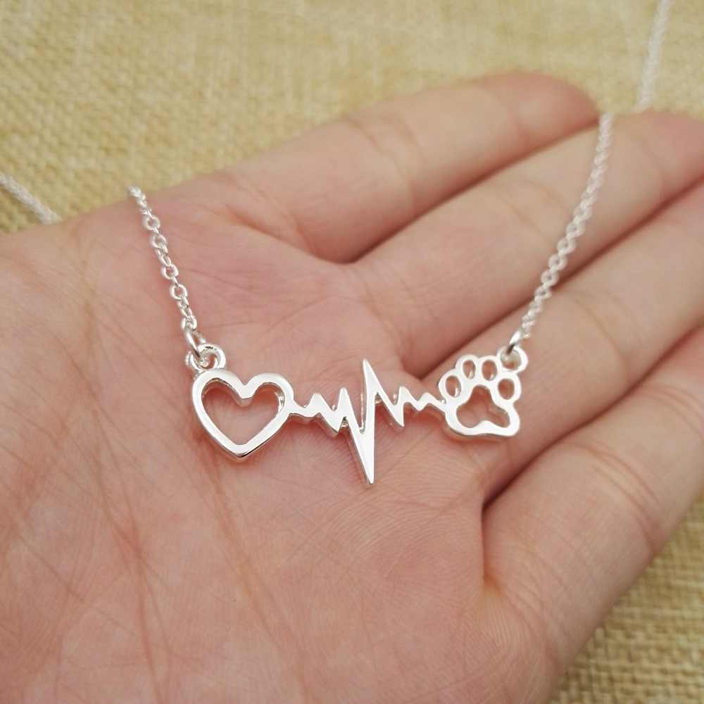 COLLAR HUELLAS DE PERRO ELECTROCARDIOGRAMA  MINIMALISTA