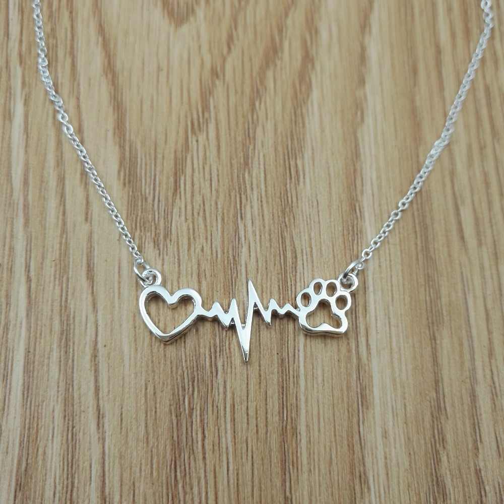 COLLAR HUELLAS DE PERRO ELECTROCARDIOGRAMA  MINIMALISTA