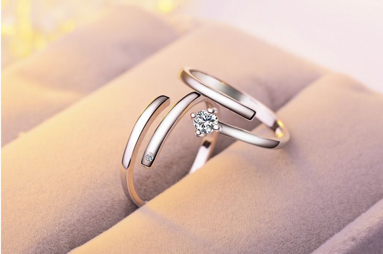 ANILLOS DE PROMESA CHAPADO EN PLATA 925, AJUSTABLES