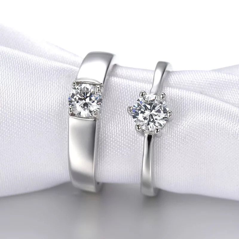 ANILLOS DE PROMESA CHAPADO EN PLATA 925, AJUSTABLES