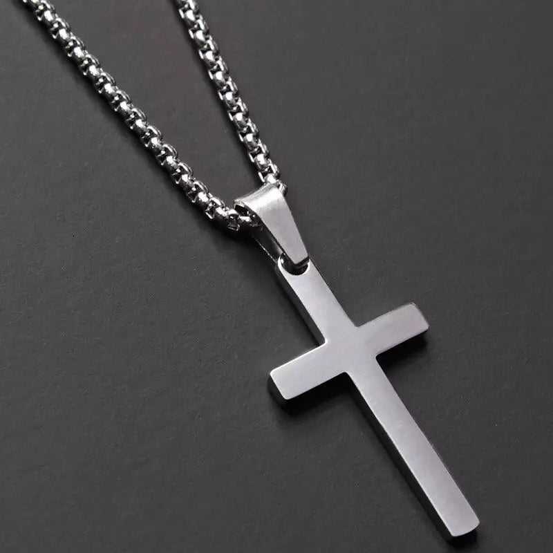 COLLAR CRUZ MASCULINO  ACERO INOXIDABLE & TITANIO