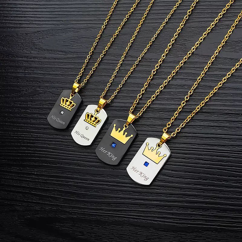 COLLARES DE PAREJA HER KING HIS QUEEN DESPLEGABLE