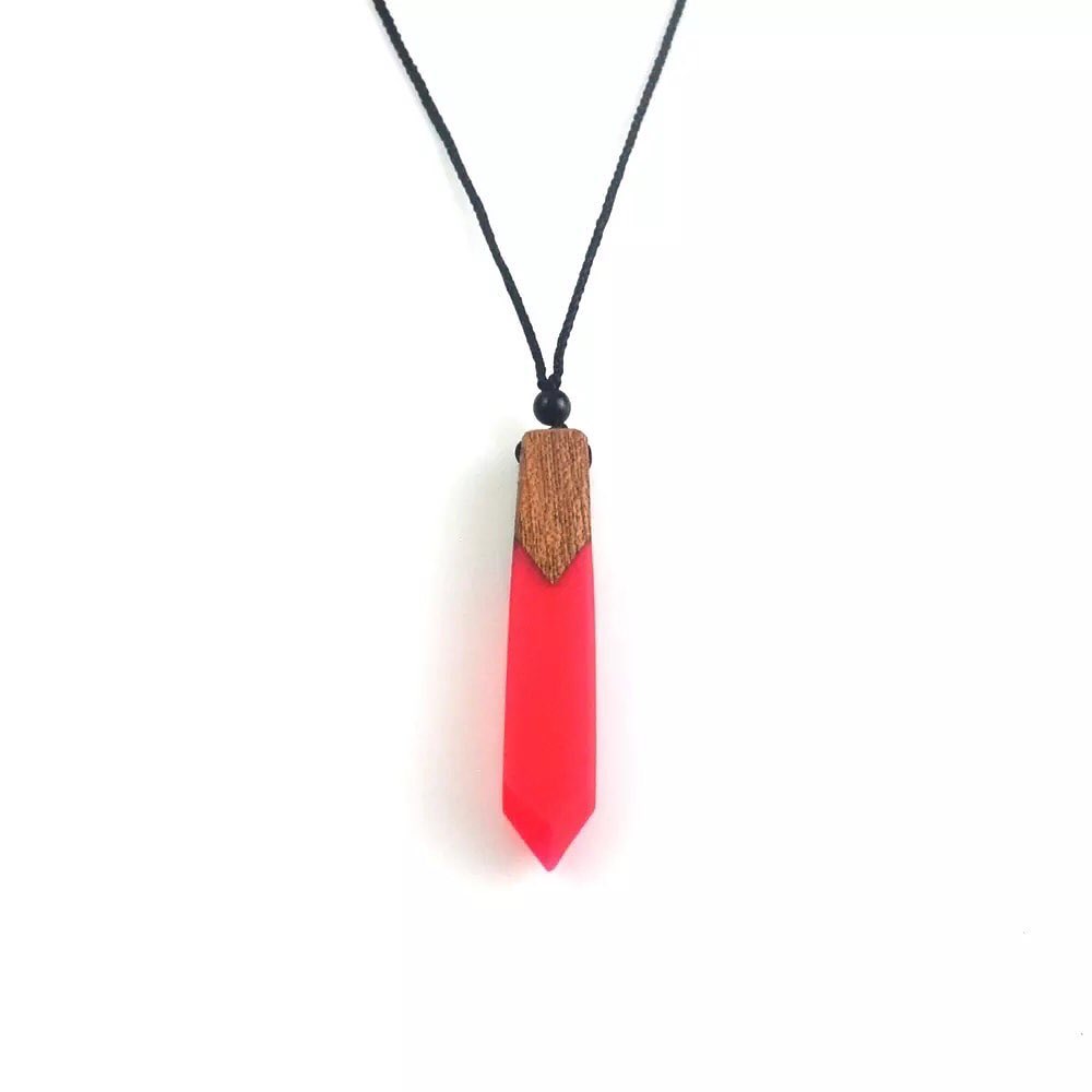 COLLAR DE RESINA MADERA INCRUSTADA BRILLAN EN LA OSCURIDAD