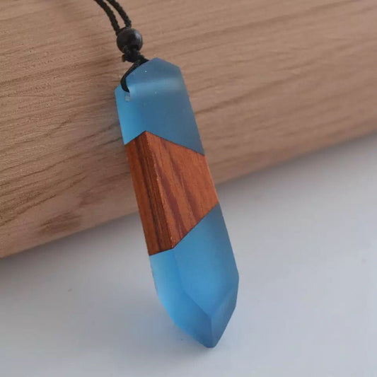 COLLAR MADERA INCRUSTADA PIRAMIDAL