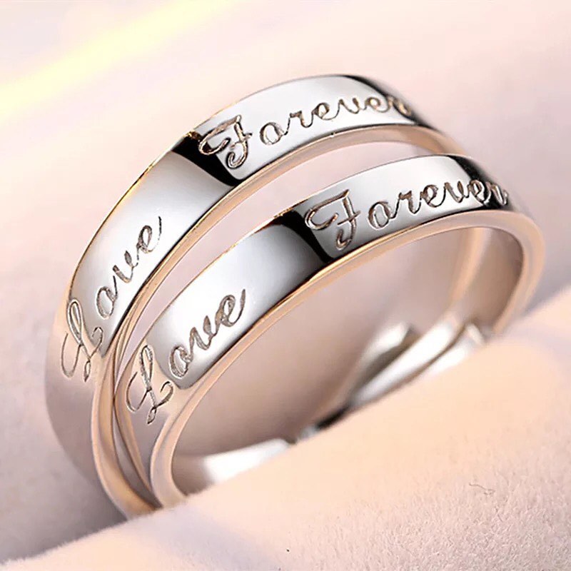 ANILLOS DE PROMESA CHAPADO EN PLATA 925, AJUSTABLES