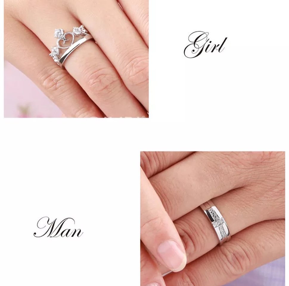 ANILLOS DE PROMESA CHAPADO EN PLATA 925, AJUSTABLES