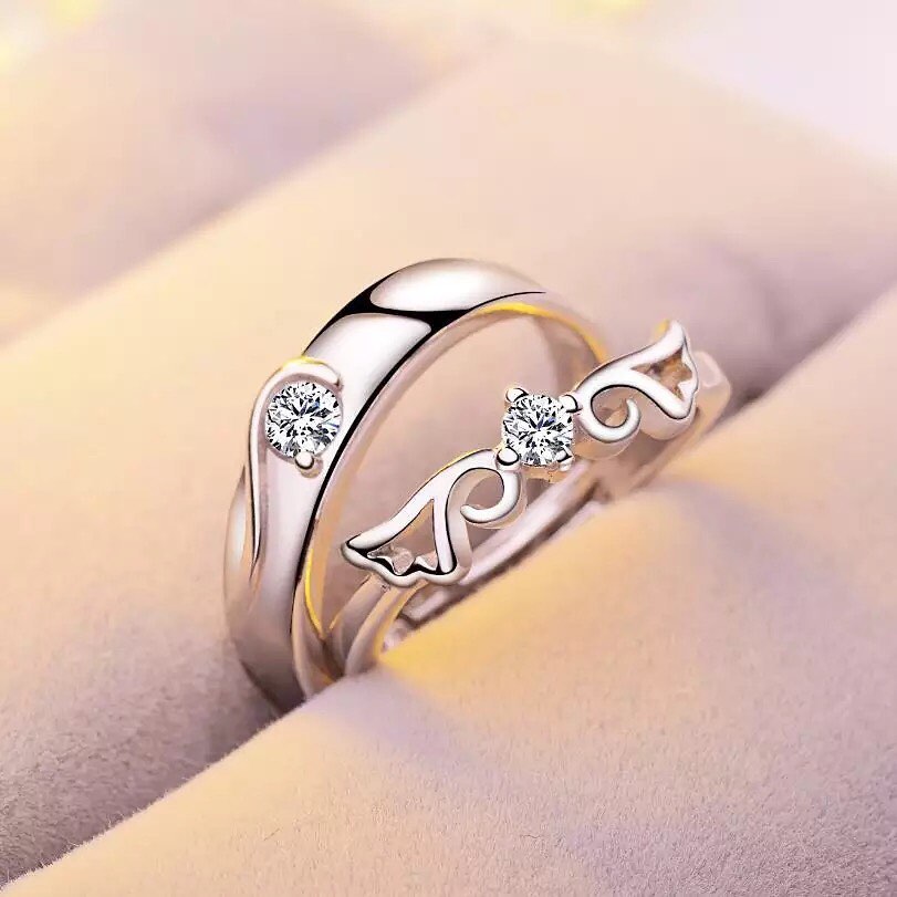 ANILLOS DE PROMESA CHAPADO EN PLATA 925, AJUSTABLES