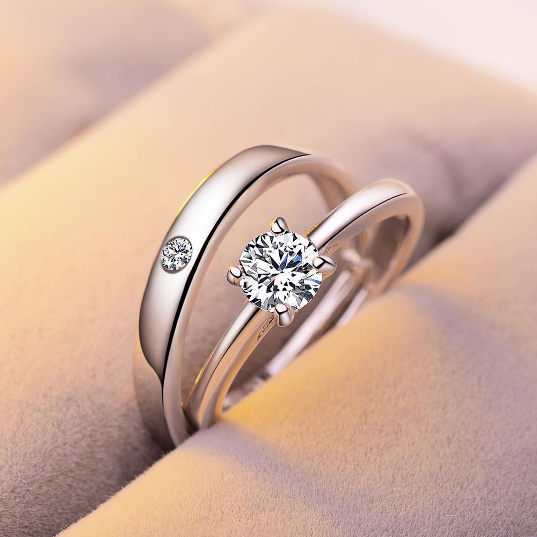 ANILLOS DE PROMESA CHAPADO EN PLATA 925, AJUSTABLES