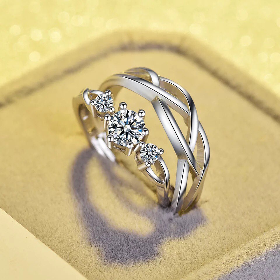ANILLOS DE PROMESA CHAPADO EN PLATA 925, AJUSTABLES