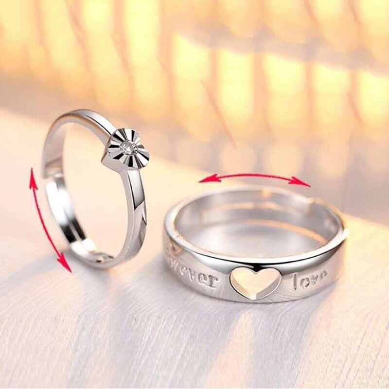 ANILLOS DE PROMESA CHAPADO EN PLATA 925, AJUSTABLES
