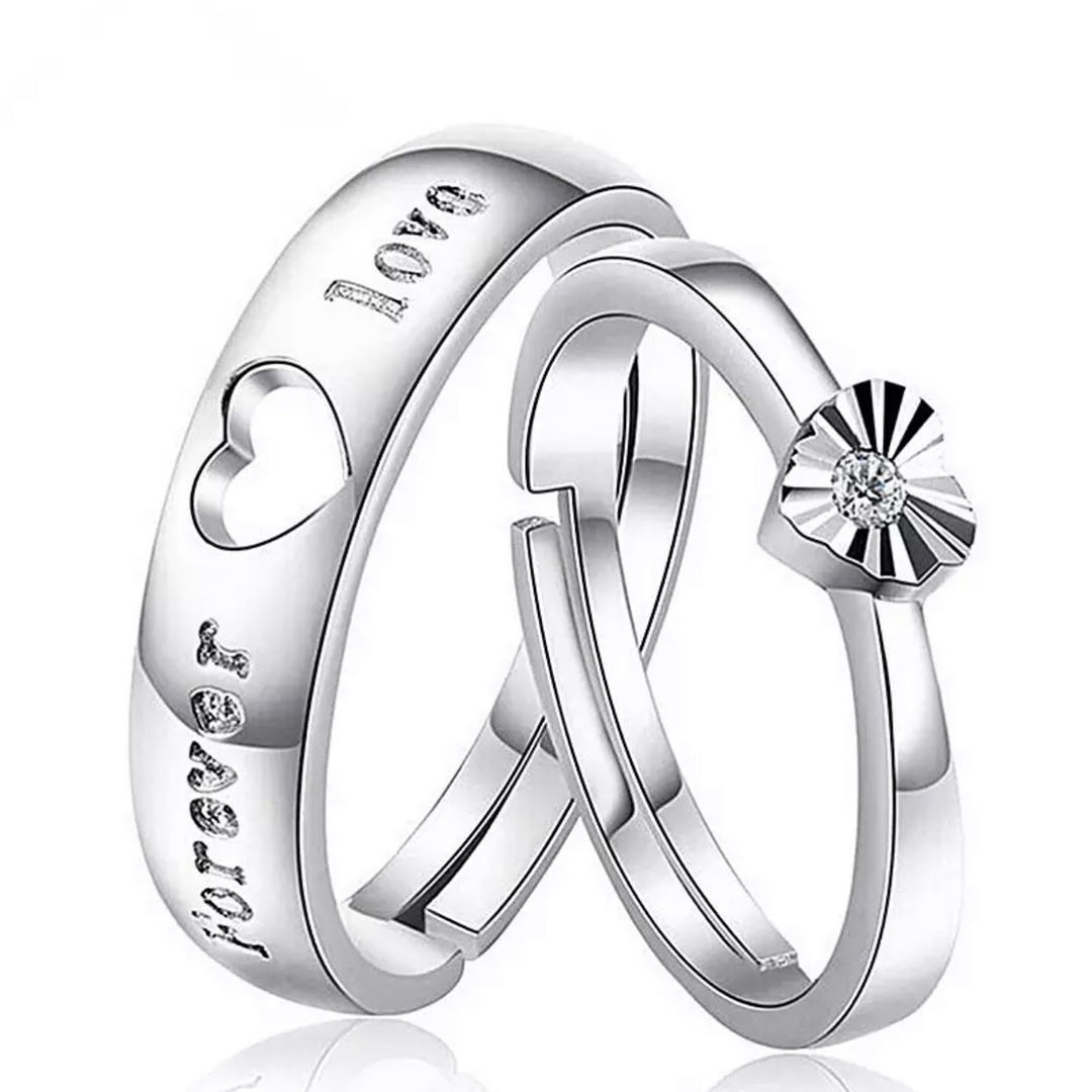 ANILLOS DE PROMESA CHAPADO EN PLATA 925, AJUSTABLES