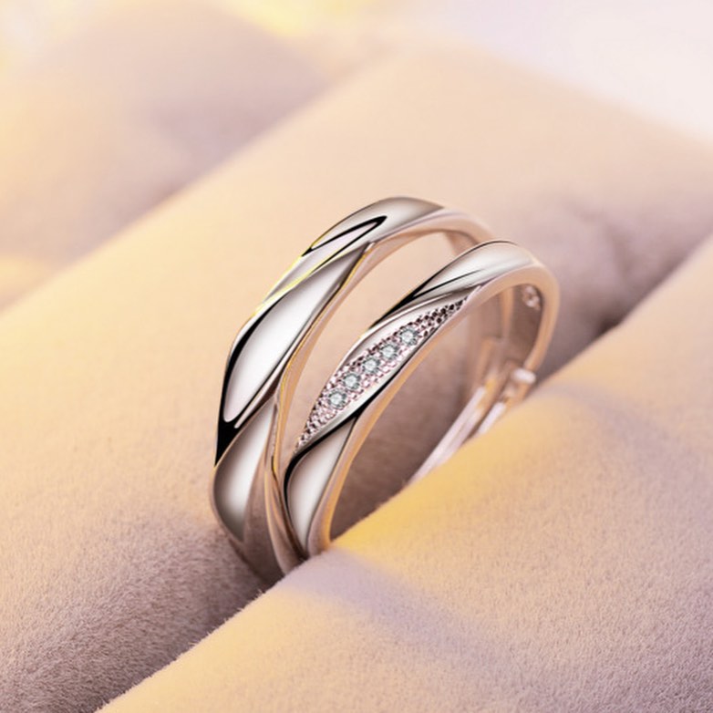 ANILLOS DE PROMESA CHAPADO EN PLATA 925, AJUSTABLES
