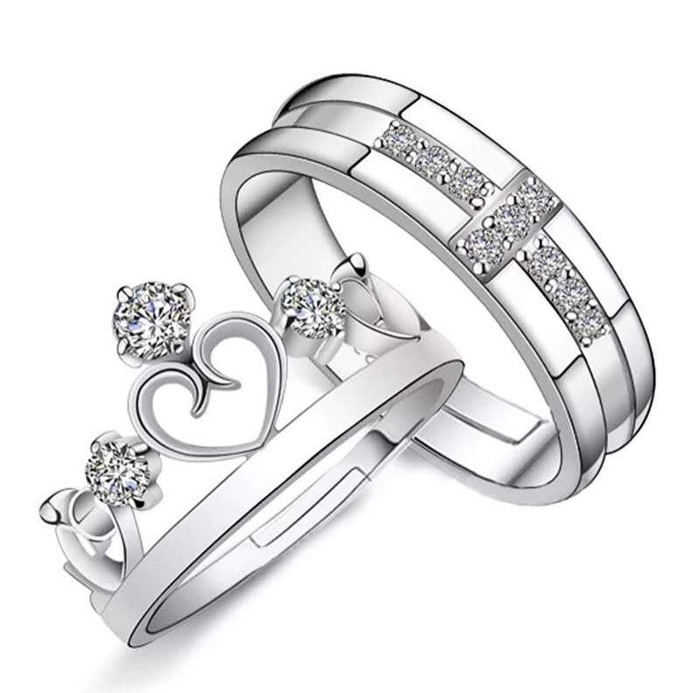 ANILLOS DE PROMESA CHAPADO EN PLATA 925, AJUSTABLES