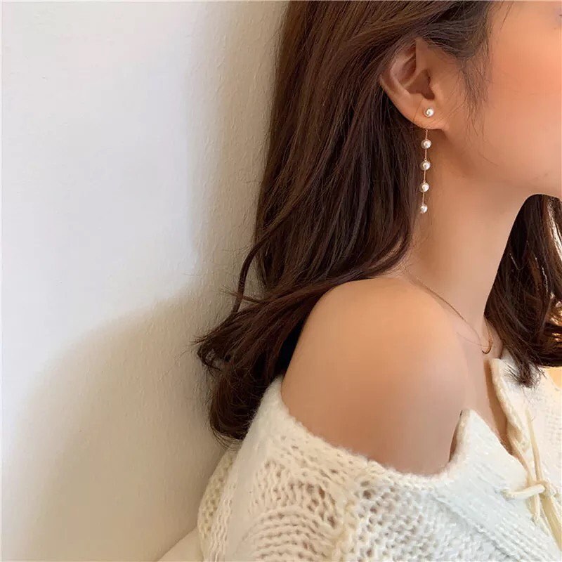 ARETES LARGOS DE PERLAS