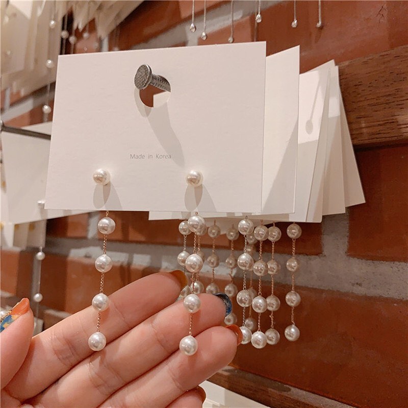 ARETES LARGOS DE PERLAS