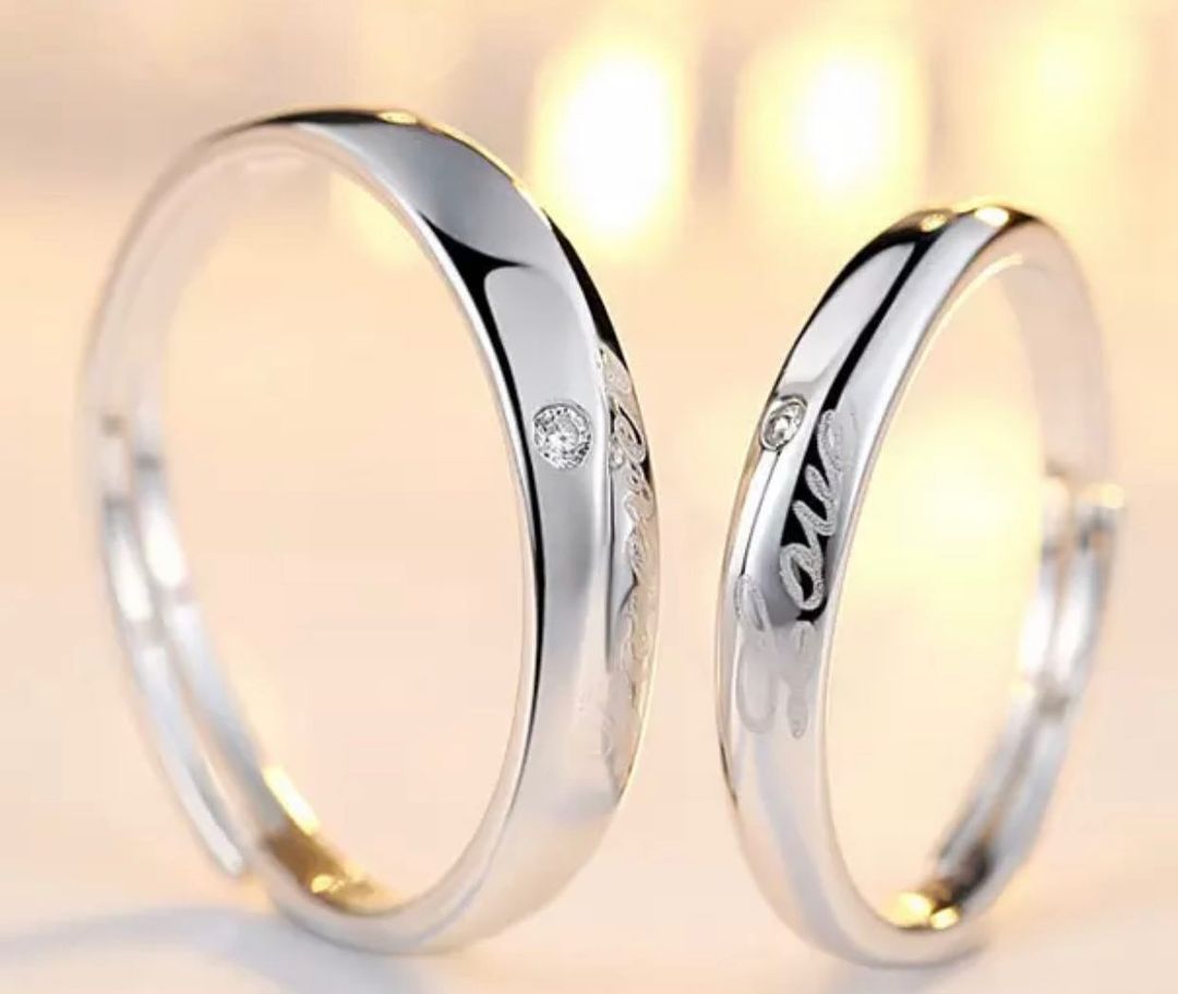ANILLOS DE PROMESA CHAPADO EN PLATA 925, AJUSTABLES