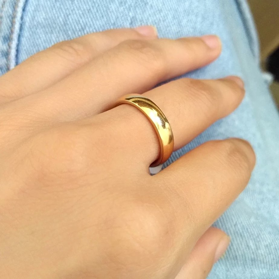 ANILLOS DE PAREJA LISOS ACERO DORADOS INOXIDABLE PROMESA
