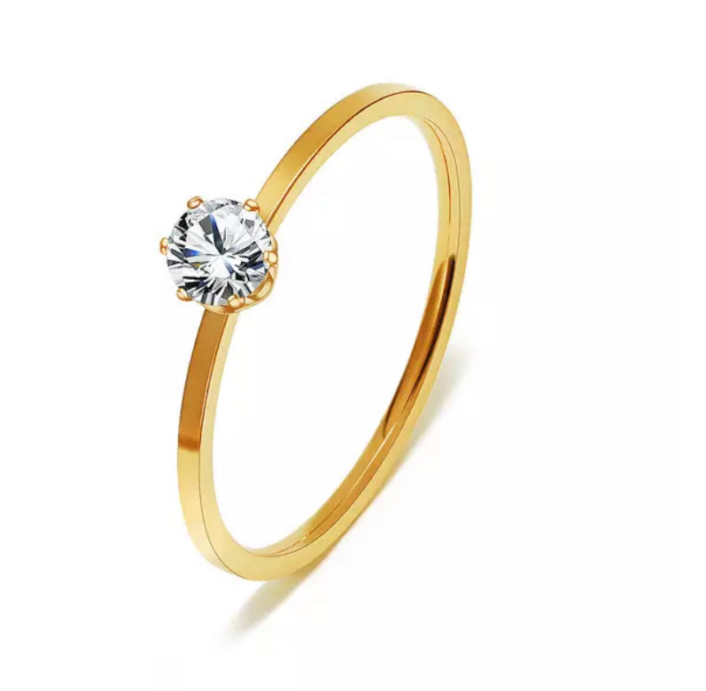 ANILLO MINIMALISTA CRISTAL ACERO DE TITANIO