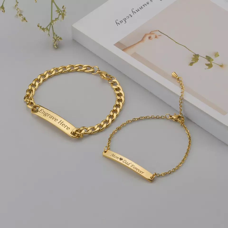 BRAZALETE ACERO INOXIDABLE PLACA PERSONALIZABLE