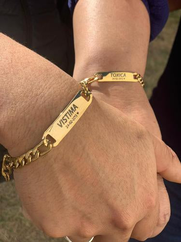 BRAZALETE ACERO INOXIDABLE PLACA PERSONALIZABLE