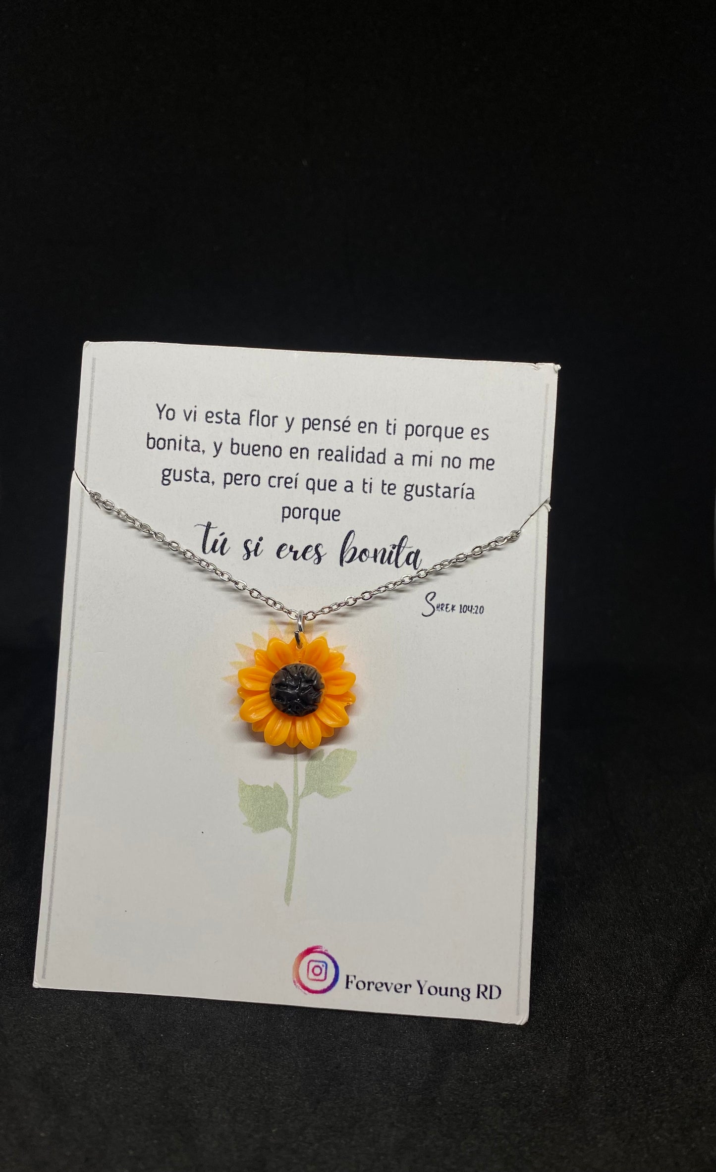 COLLAR FLOR GIRASOL CON EXHIBIDOR TU SI ERES BONITA