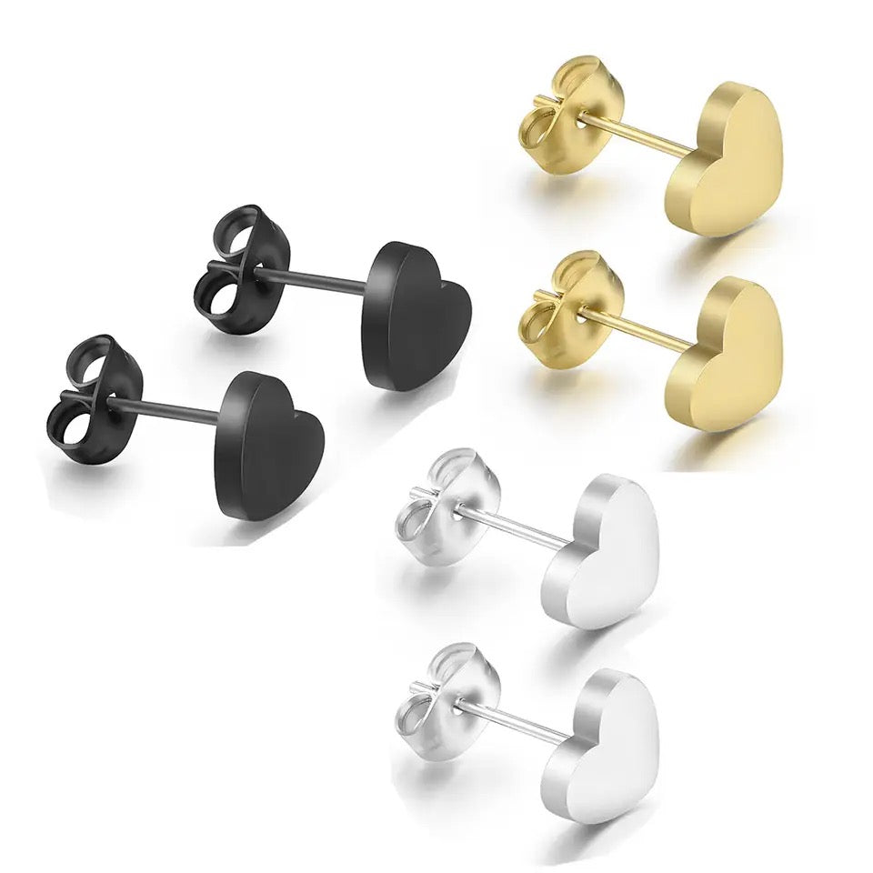 PENDIENTES CORAZÓN SÓLIDO MINIMALISTAS