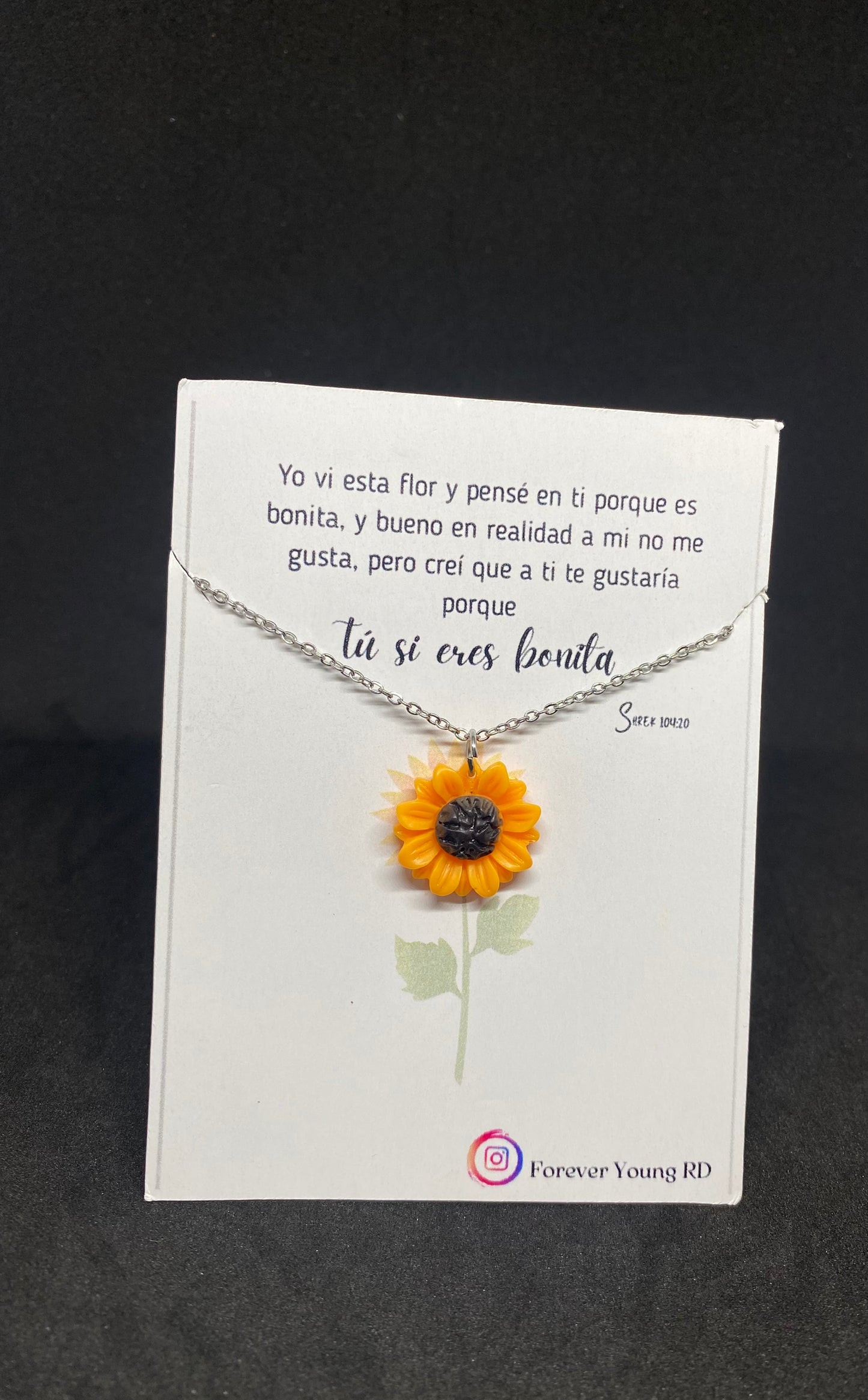 COLLAR FLOR GIRASOL CON EXHIBIDOR TU SI ERES BONITA
