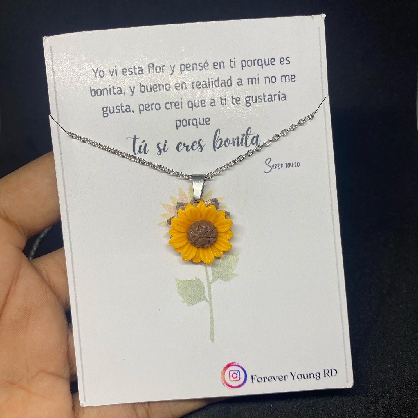 COLLAR FLOR GIRASOL CON EXHIBIDOR TU SI ERES BONITA