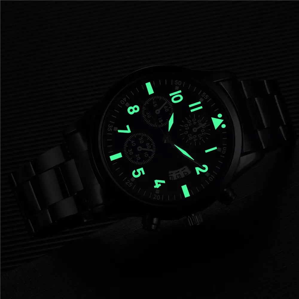 RELOJ ELEGANTE NEGRO MATTE DE CUARZO ACERO