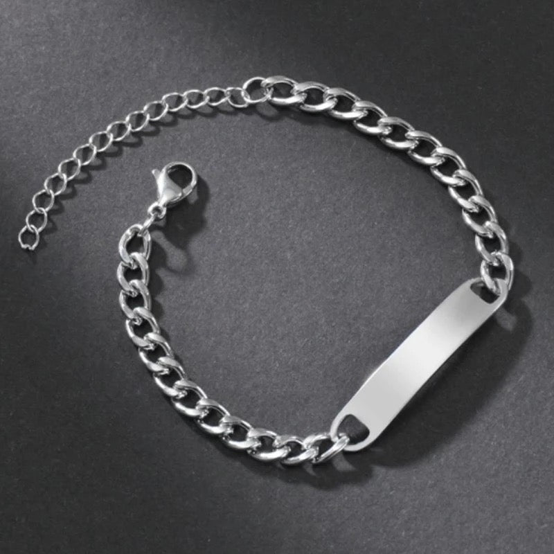 BRAZALETE ACERO INOXIDABLE PLACA PERSONALIZABLE