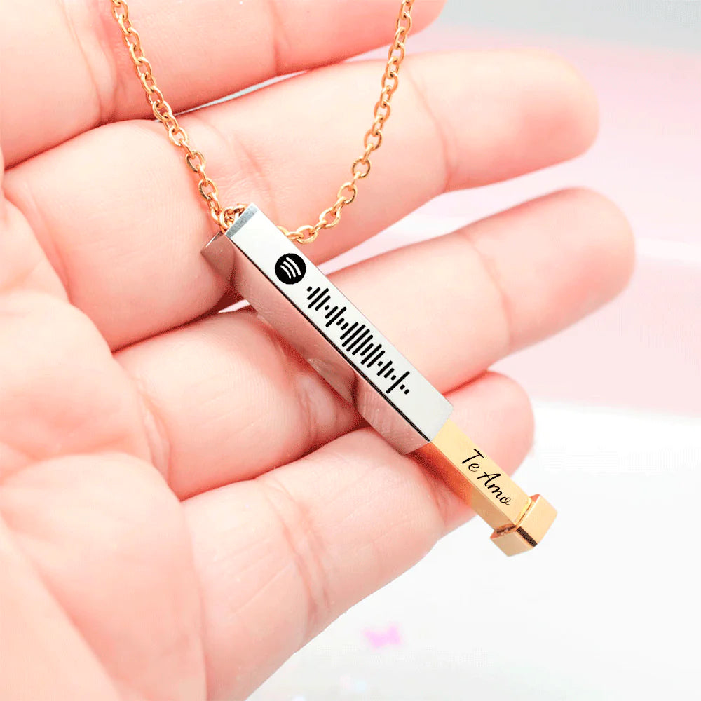COLLAR MENSAJE OCULTO BARRA  3D PERSONALIZABLE MINIMALISTA 4 CARAS UNISEX