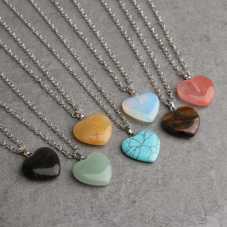 COLLAR CUARZO FORMA DE CORAZÓN ÓPALO MINIMALISTAS