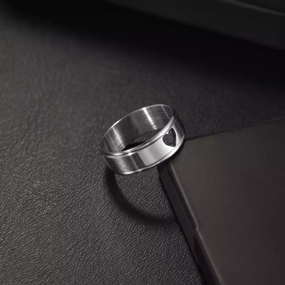 ANILLO CORAZÓN HUECO ACERO INOXIDABLE