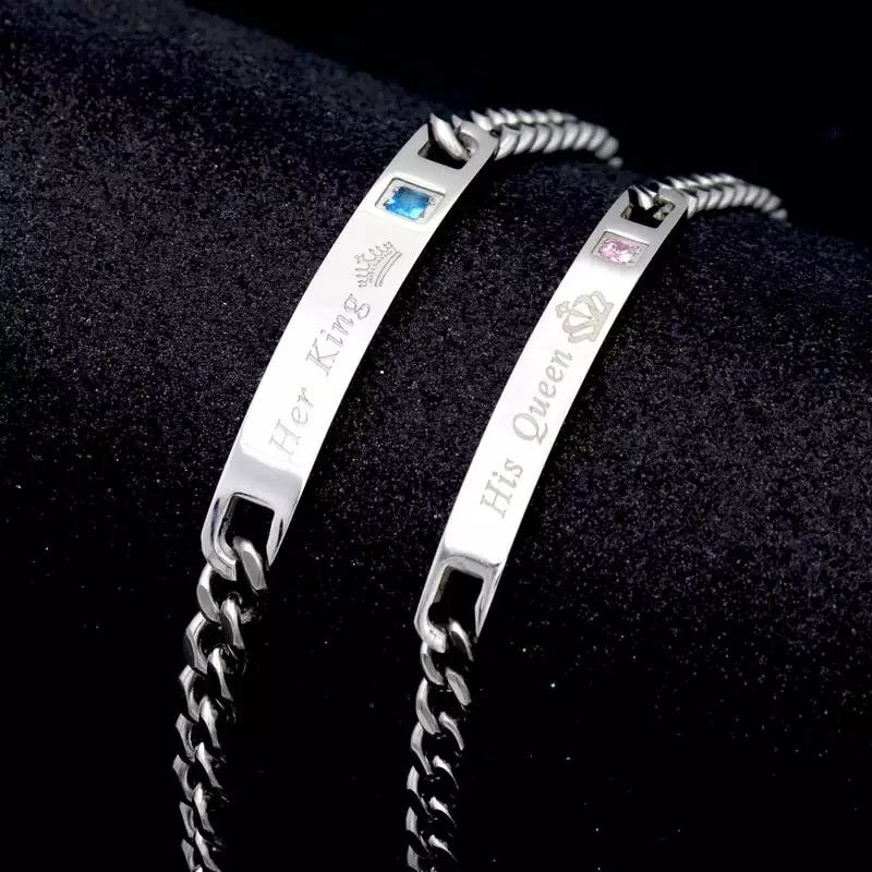 BRAZALETES PROMESA DE ZIRCONIA CUBICA SU REY & SU REINA