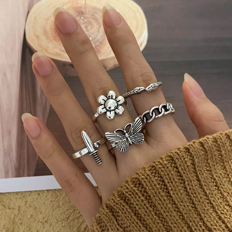 SET ANILLOS VINTAGE PUNK