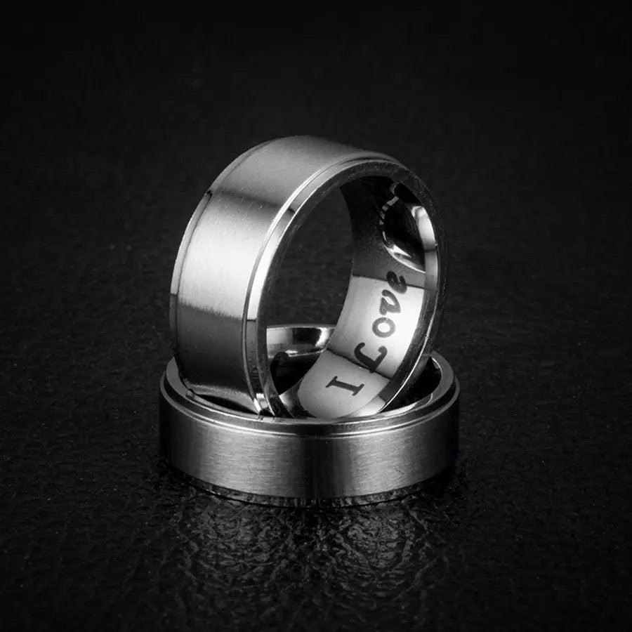 ANILLOS DE PROMESA ACERO I LOVE YOU