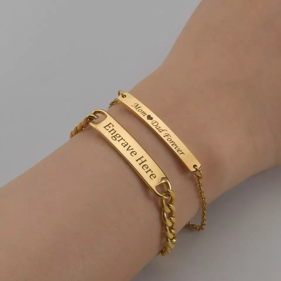 BRAZALETE ACERO INOXIDABLE PLACA PERSONALIZABLE