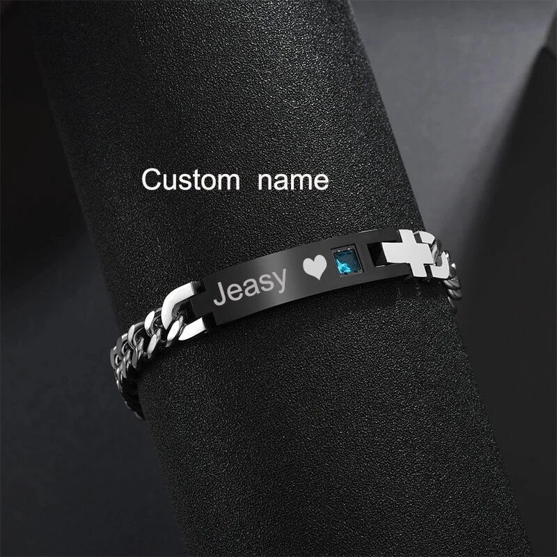 BRAZALETES EN PAREJA PERSONALIZABLE CIRCONIA CÚBICA