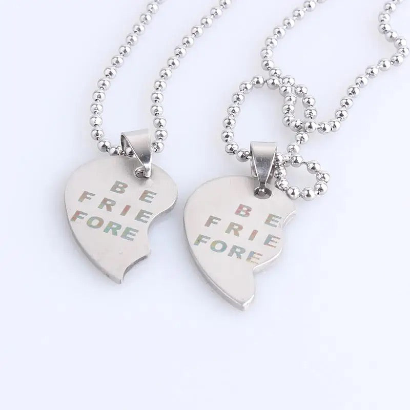 COLLARES MEJORES AMIGOS BEST FRIENDS BFF CORAZÓN PARTIDO ACERO