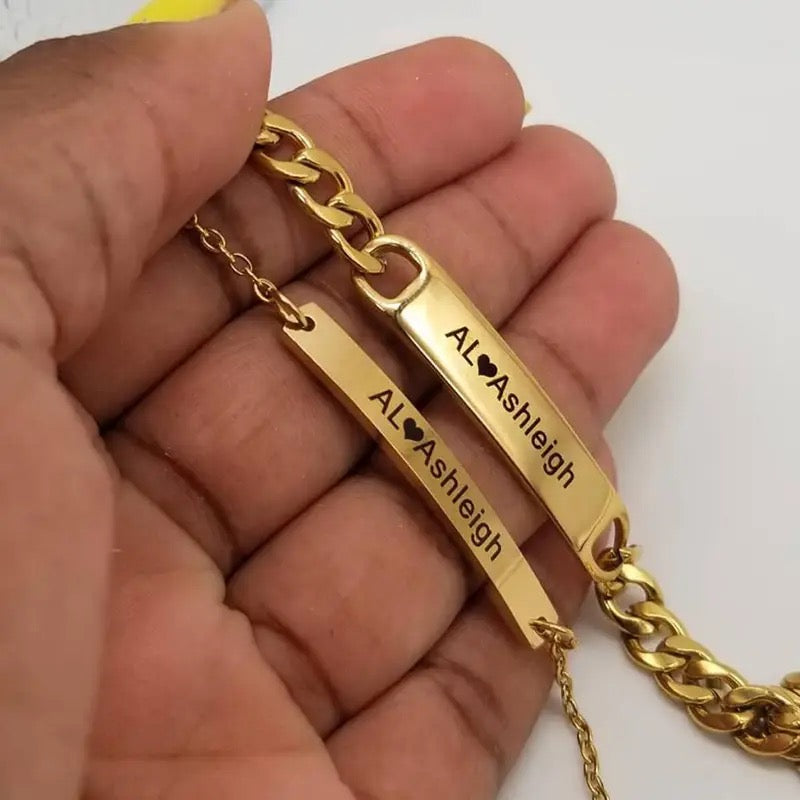 BRAZALETE ACERO INOXIDABLE PLACA PERSONALIZABLE
