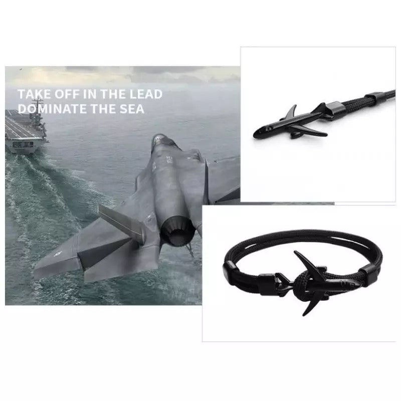 BRAZALETE AVIÓN CUERO